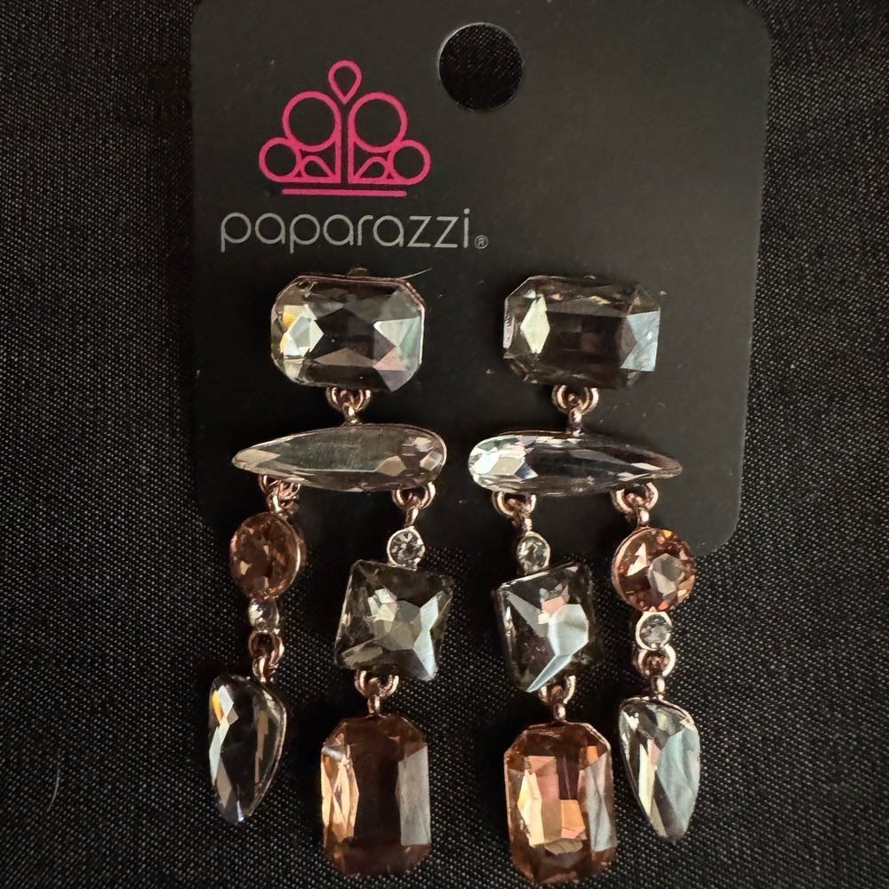 Paparazzi Brown and Silver Chandelier Earrings